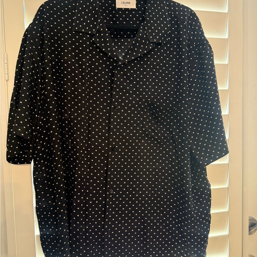 Celine Black Shirt with White Micro Motif